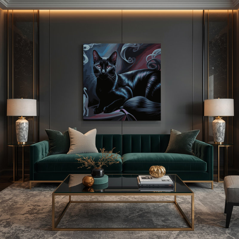 Cats Bombay, art mural sur toile grise, H 32 po x l 32 po