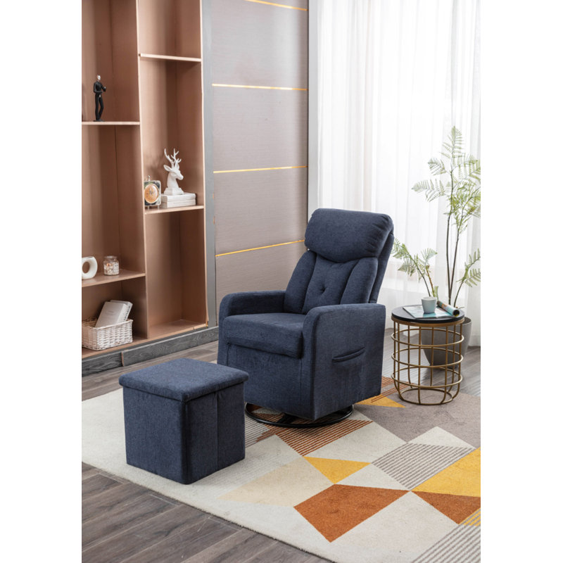 Fauteuil inclinable de cinéma maison avec repose-pieds Bexhet, Bleu foncé