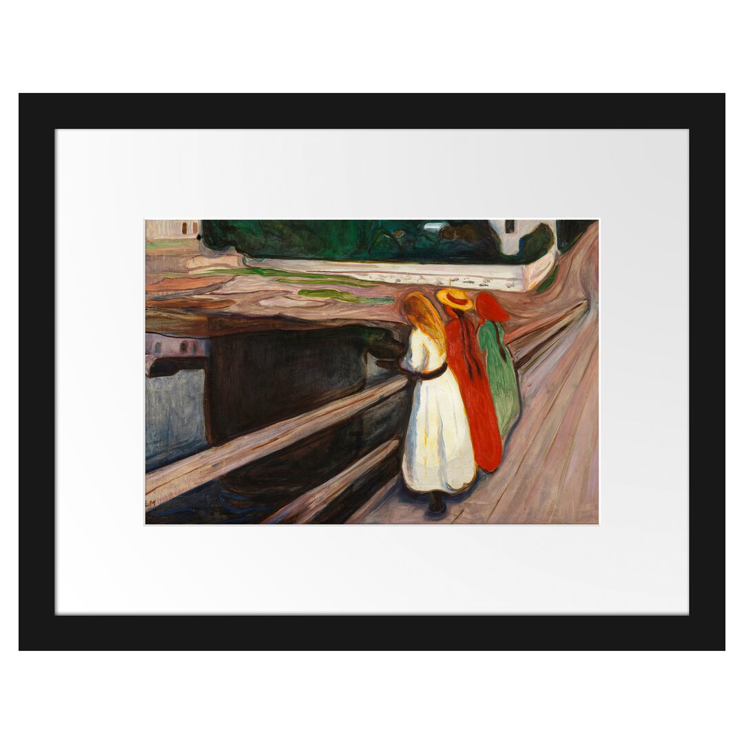 Gerahmter Kunstdruck Girl on the Bridge von Edvard Munch