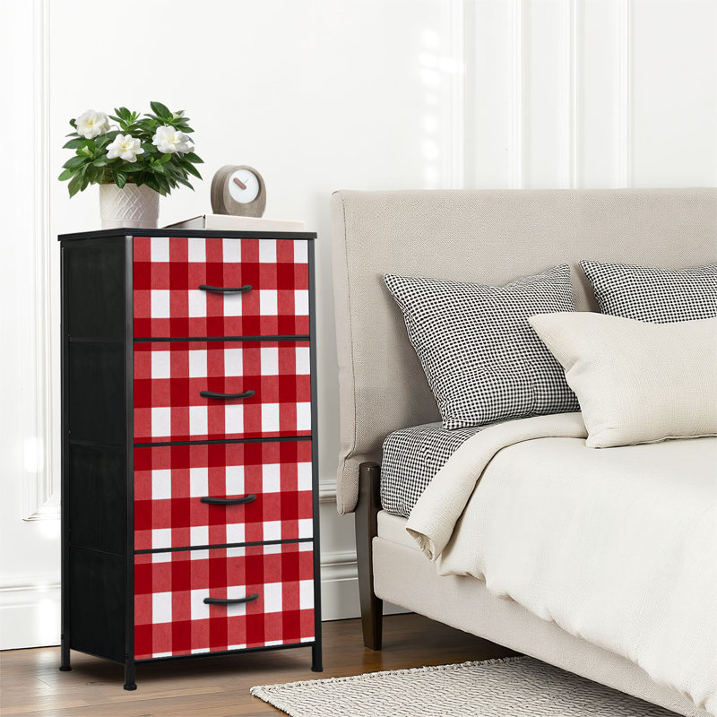 4 Drawer Dresser for Bedroom, Narrow Chest of Drawers, Wooden Top and Study Iron Frame 18"x37.5"-(WxH)
