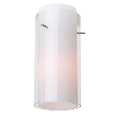 Glass`n Glass - Cylinder Pendant Glass Shade - Brushed Steel Finish