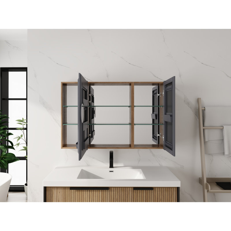 Armoire à pharmacie avec rangement, salle de bain moderne en bois contreplaqué de 43,4 po