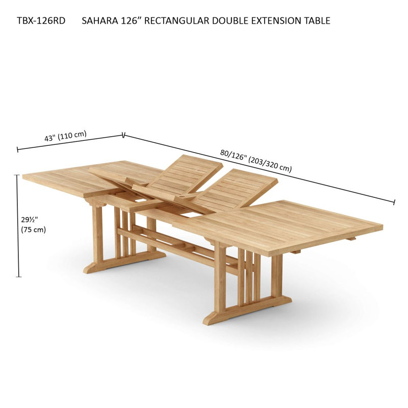 TABLE DOUBLE À RALLONGE SATRIQUE 126 "SAHara, L 80 po - 126 po