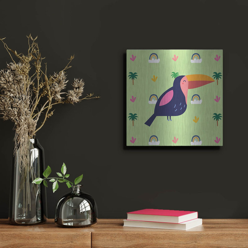 «Cute Tucan», art mural en métal, H 12 po x l 12 po