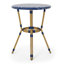 Ensemble d'extérieur en rotin PE et aluminium 3 pièces, bleu sarcelle foncé et blanc, finition bambou