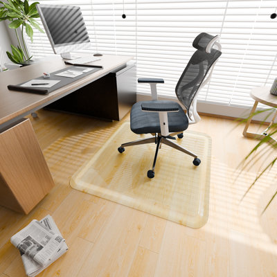 Tapis de chaise en verre trempé de qualité supérieure avec bord biseauté exclusif, le nec plus ultra en matière d'élégance de bureau par Clearly Innovative, tapis de chaise de bureau pour tapis ou plancher de bois franc