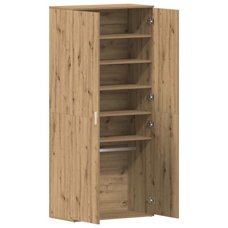 Shoe Cabinet With Door 80 X 39 X 180 Cm Engineered Wood, Light Brown