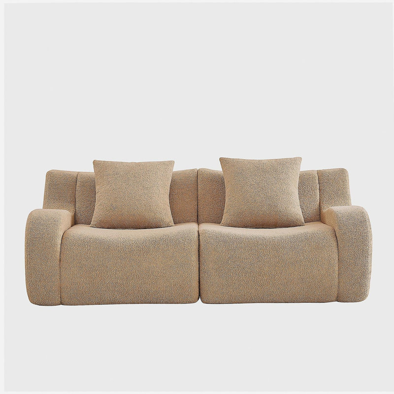 Canapé doux en tissu pelucheux sans os, sans assemblage requis, conception épurée, conception antidérapante 32D, éponge à haute densité pour salon, chameau