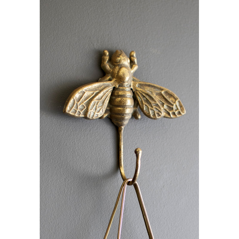  Bee Wall Hook Decorative Metal Accent 6"H Wall Storage