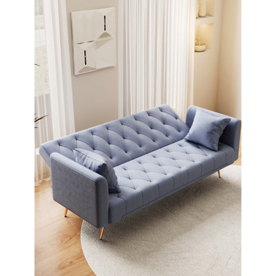 Convertible Gray Velvet , Multi-Functional For Small Apartments, Adjustable , 3 Comfort Levels, Easy Installation, 600Lbs Supported Weight