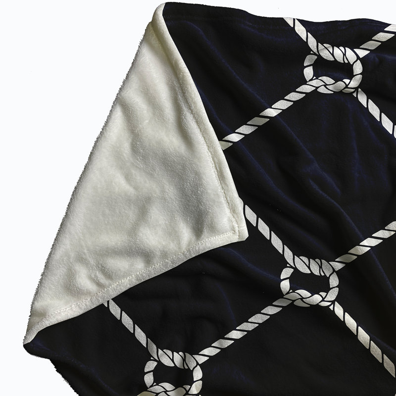 Couverture polaire Nautical Nights Ahoy, L 60 po x l 80 po x P 0,5 po, Bleu marine