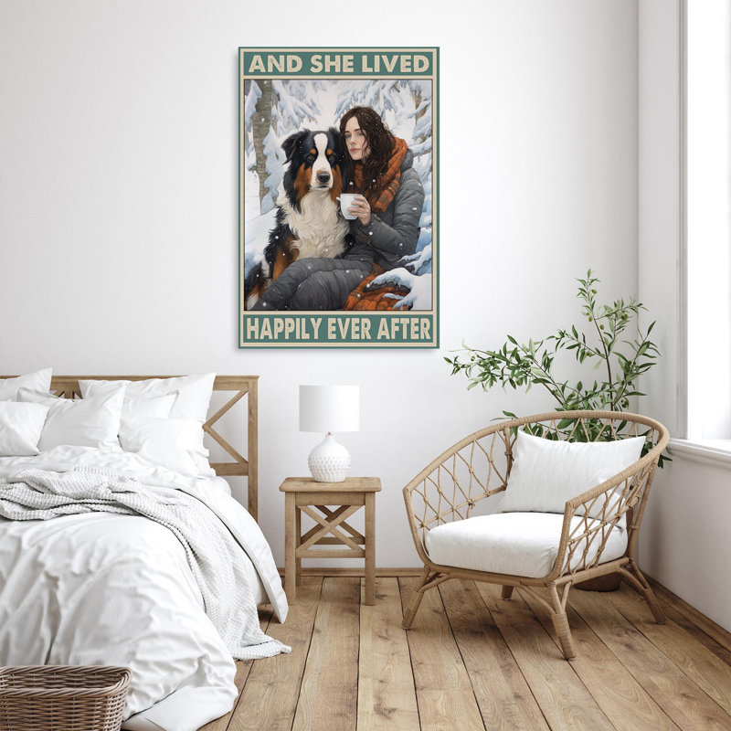 Bernese Mountain And She Lived - 1 pièce, reproduction d'art graphique sur toile tendue, H 14 po x l 11 po x P 1,25 po