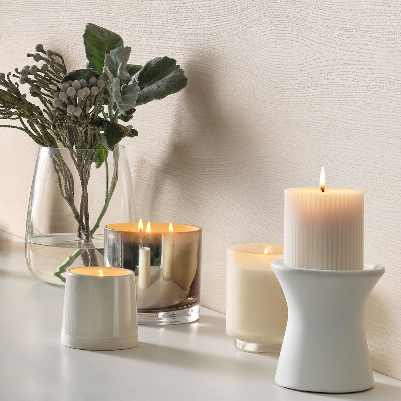 Bougie en verre rechargeable, blanc d'hiver, Verre en boîte rechargeable