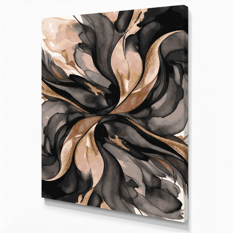 Aquarelle abstraite, art mural noir sur toile 91