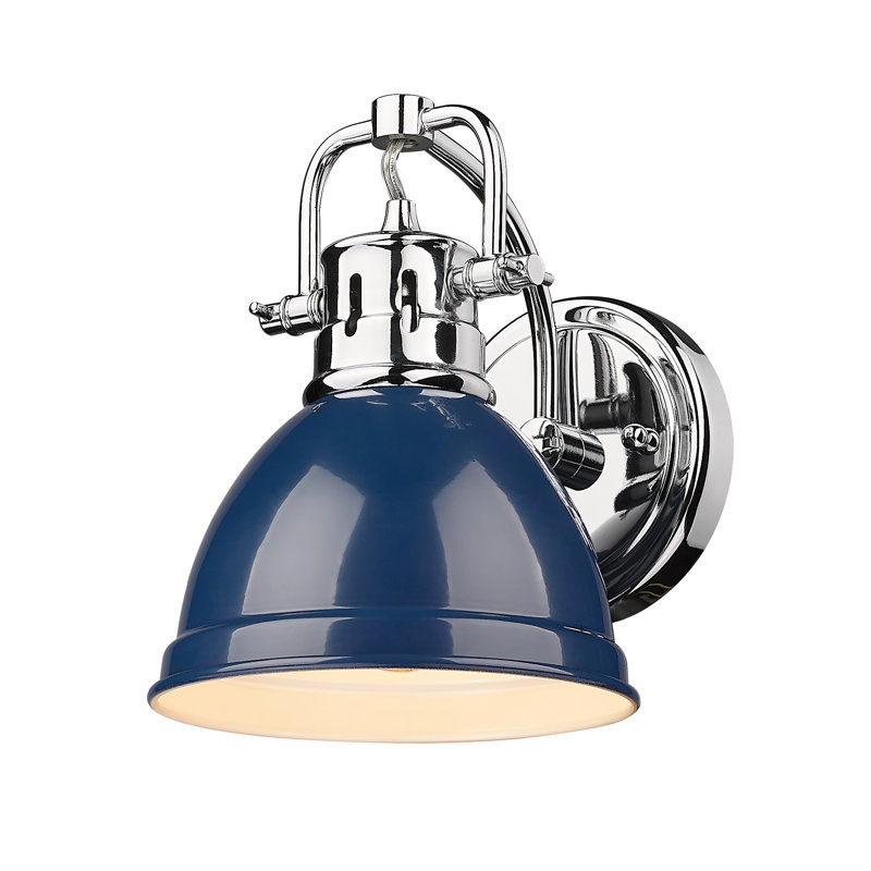 Applique murale 1 lumière pour salle de bain Calico, Chrome, Bleu marine