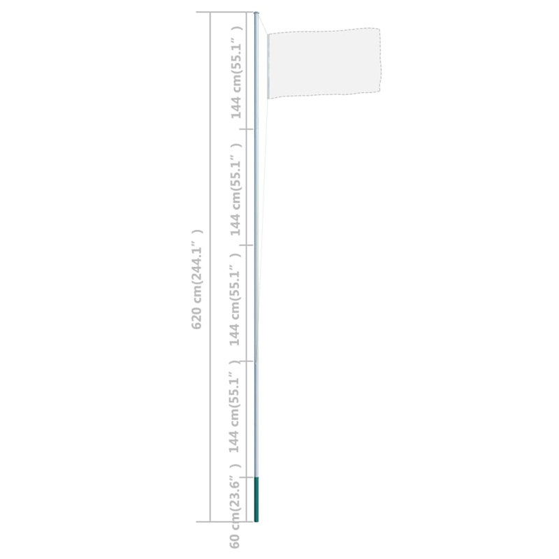 244.1" Aluminum Outdoor Flagpole Kit with Ground Sleeve