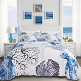 Marine Polyester Quilt Set Summer Bedding Lightweight Quilts