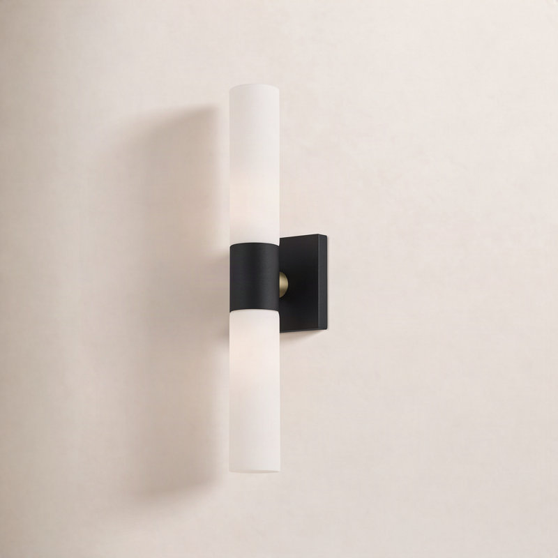 Cailum 2-Light Dimmable Vanity Light, Textured Black/Antique Brass