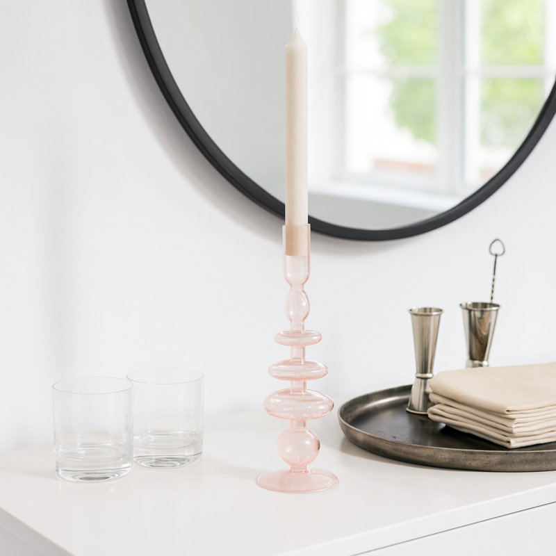 Porte-bougie Rockleigh , H 11 po x l 4 po x P 4 po, Rose