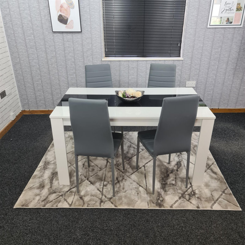 Amira-Jess Dining Set, Gray, 5 Pieces: Table,4 Chairs, 75cm H x 140cm W x 80cm D