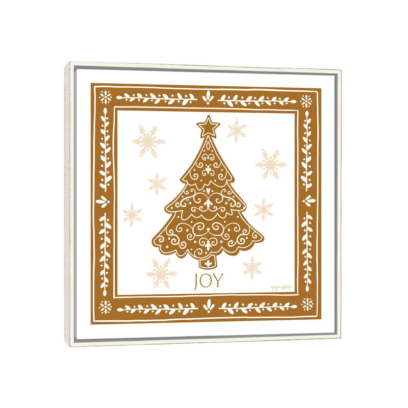 Arbre de Noël en pain d'épice - reproduction d'art murale - toile encadrée, 26" H x 26" W, Blanc patiné