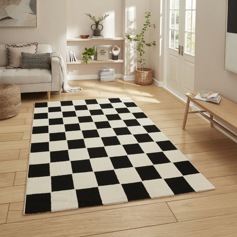 Chequered Machine Tufted Area Rug, Rectangle 160 x 230 cm