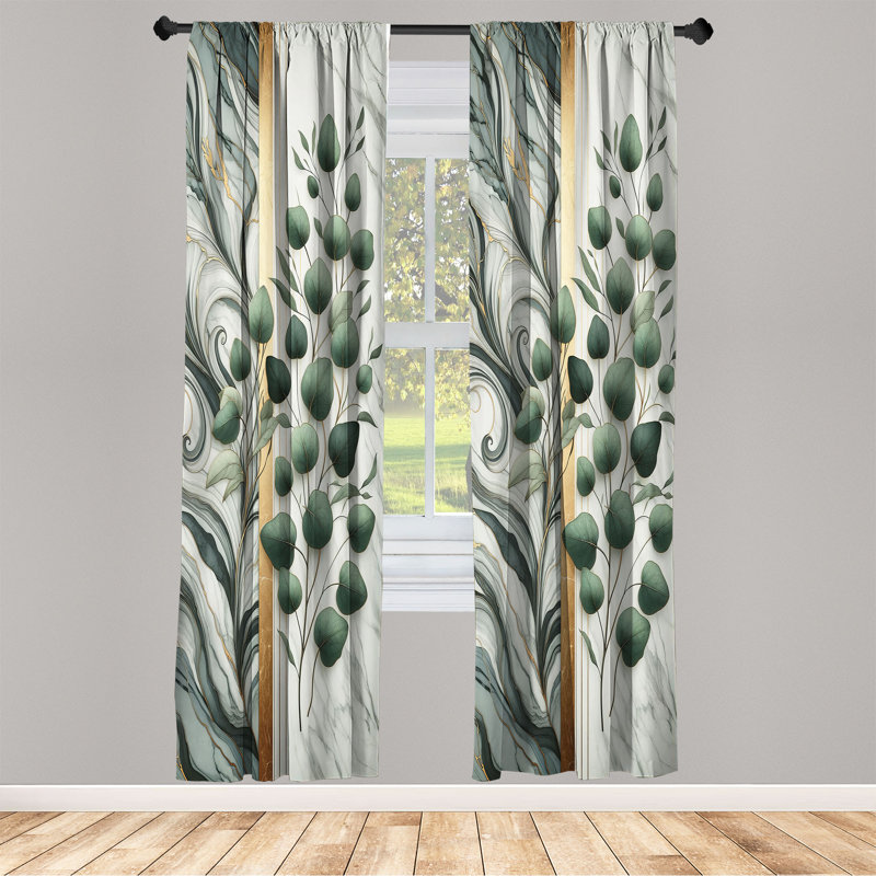 Ambesonne Ambesonne Eucalyptus Curtains 2 Panel Grey Teal and Sage Green (Set of 2)