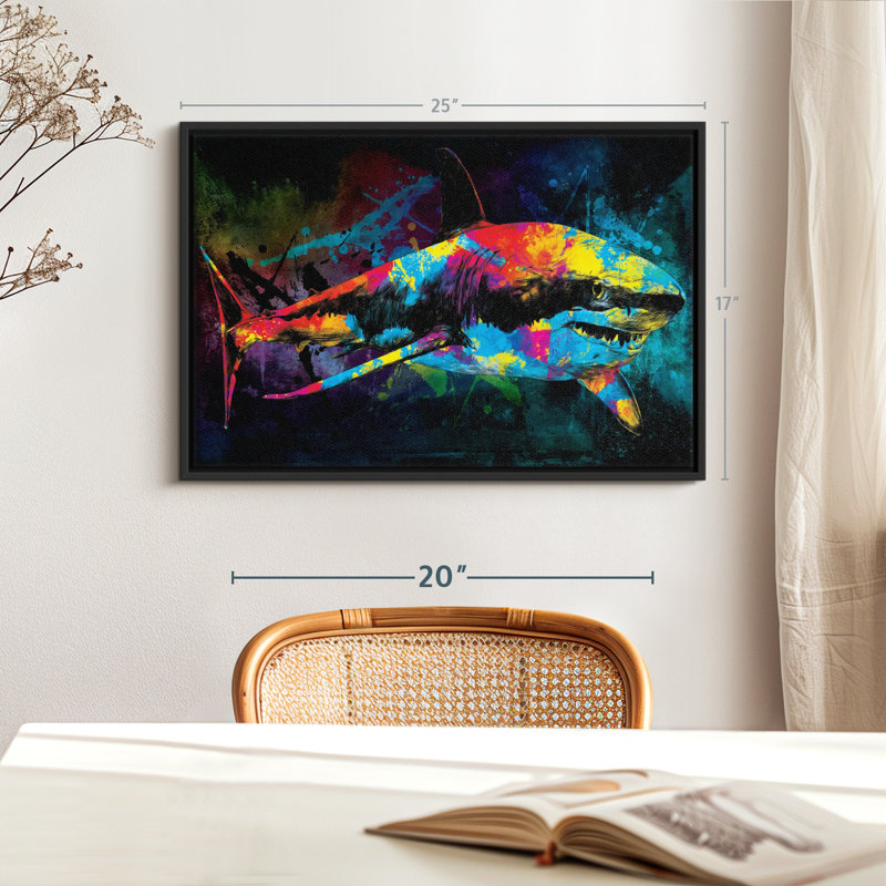 " Great White Shark Color Grunge Wall Art ", 25" H x 17" W