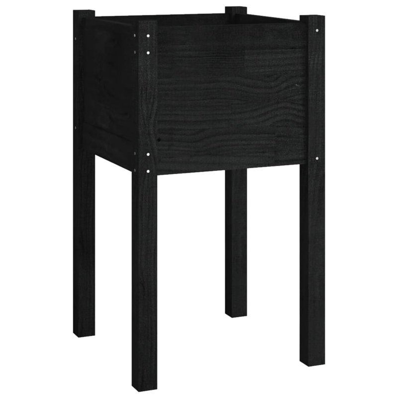 Najya Wood Pot Planter, Black, 27.6" H x 15.7" W x 15.7" D