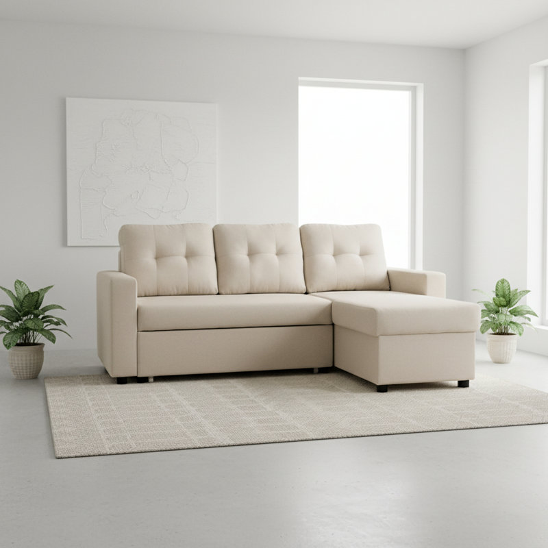 Canapé-lit modulaire convertible en L, Beige