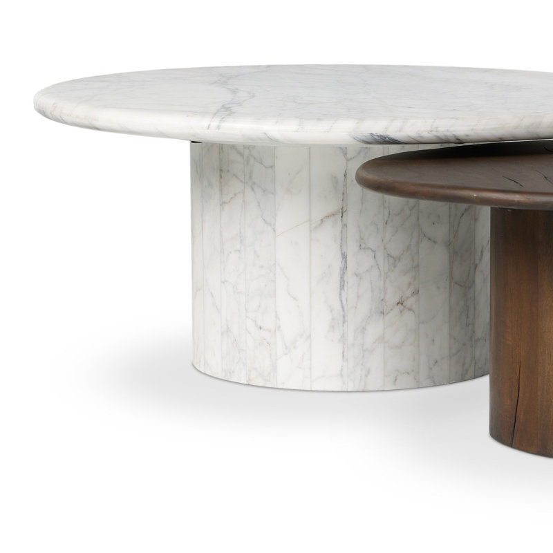 Brennan Coffee Tables, Aged Belgium Bleach/White Calacatta Marble