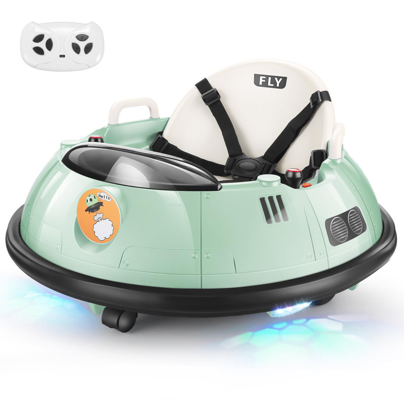 12 Volt Baby Bumper Car Battery Powered Ride-on Toy with Remote Control, Green