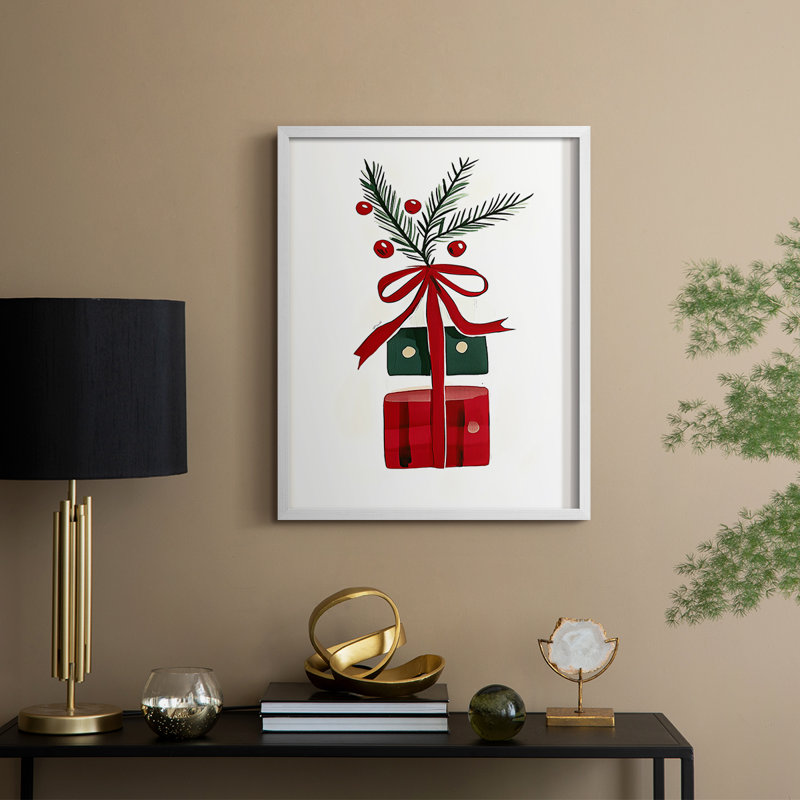 «Christmas Holiday Art» DCCCLXV, reproduction d'art encadrée - bois massif, H 15 po x l 12 po, Blanc