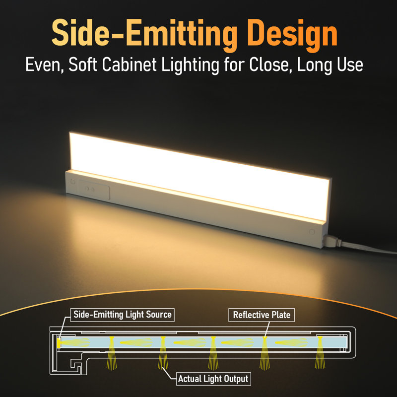 EdgeForm 24" Ultra-Slim LED Under Cabinet Light, Dimmable Linkable, Hardwired or Plug-In