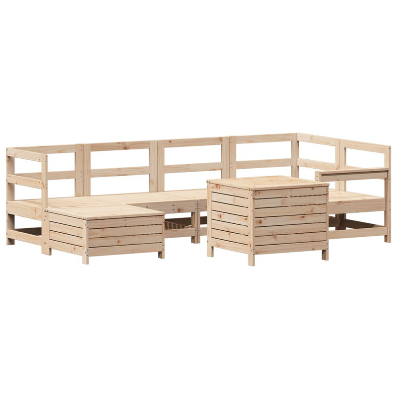 7 Piece Garden Sofa Set Solid Wood Douglas Fir, Natural Pine