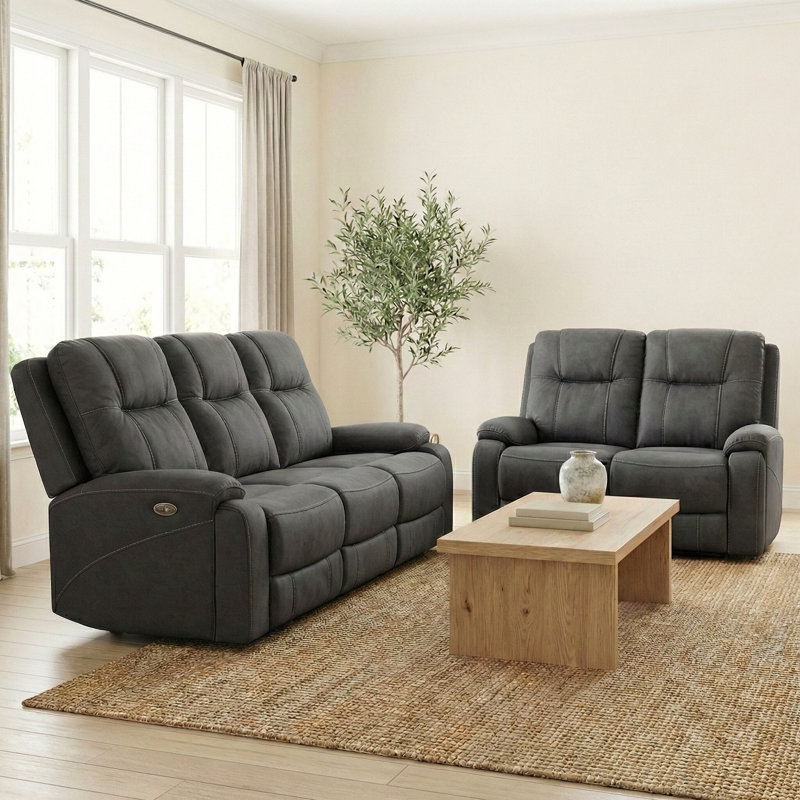 Ensemble de canapé et causeuse inclinable électrique 2 pièces avec USB