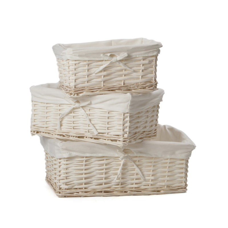 JVL Wicker Decorative Basket, White
