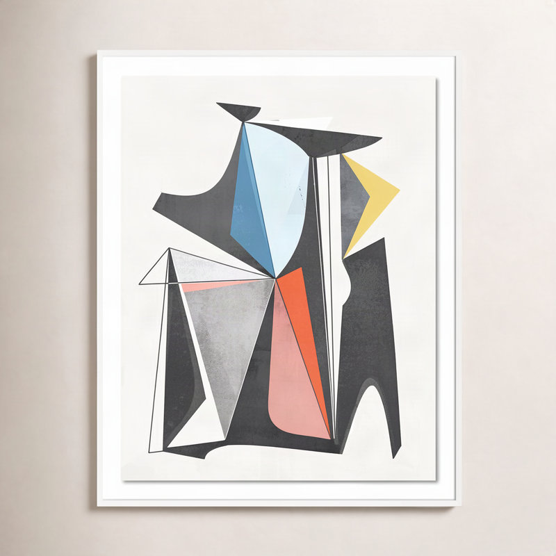 Reproduction d’art graphique encadrées sur papier "i 7v2" par bangbouh studio, H 60 po x l 49 po x P 2,5 po, Blanc