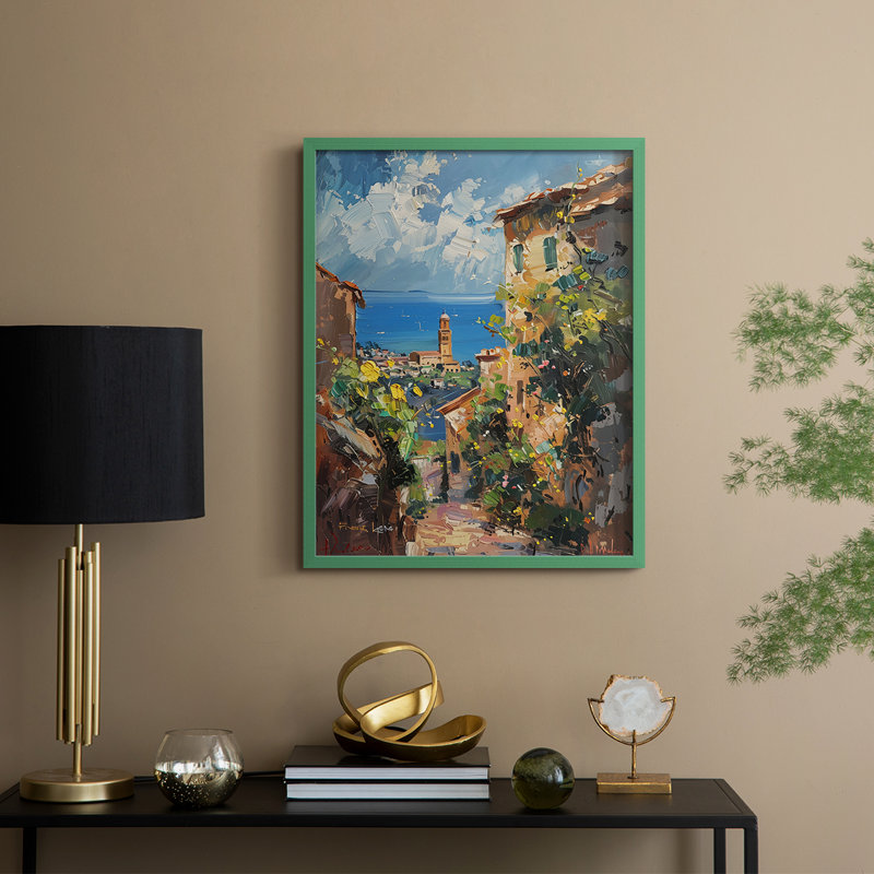 LANDSCAPES Series CCCLXXV Framed Print - Solid Wood, Green, 21" H x 17" W