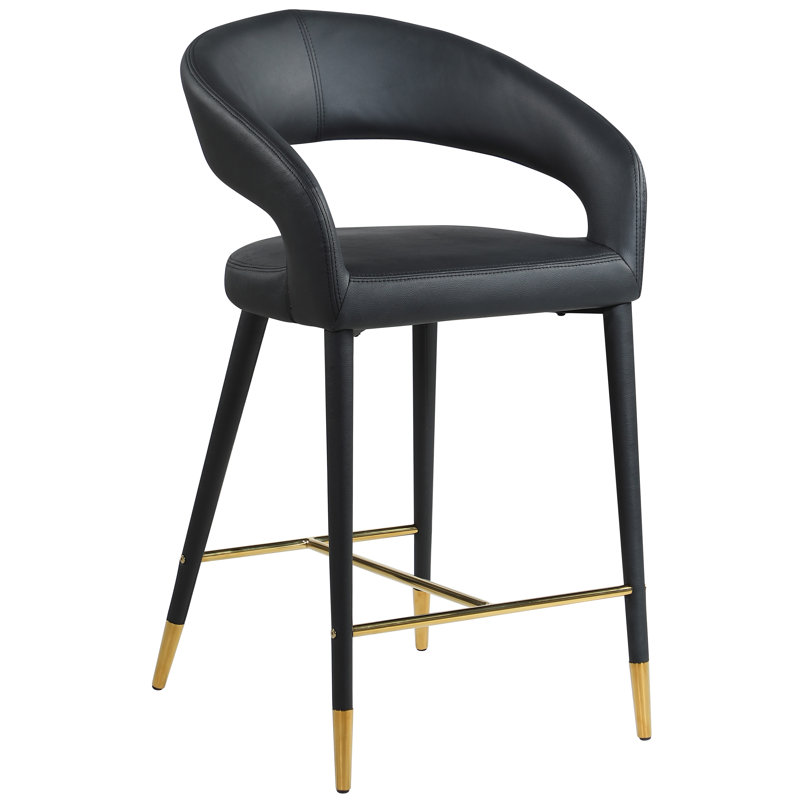 Tabouret de comptoir 26,5 po Destiny, Cuir végane, Noir