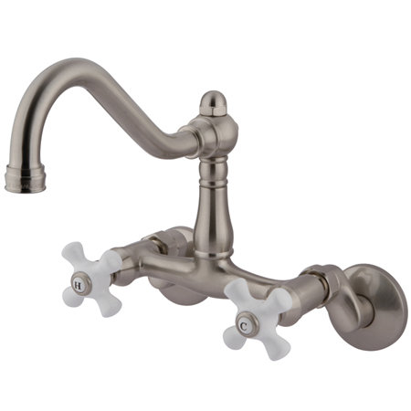 Wall Mount Kitchen Faucet, 4" - 9" Adjustable Spread Kingston Brass 