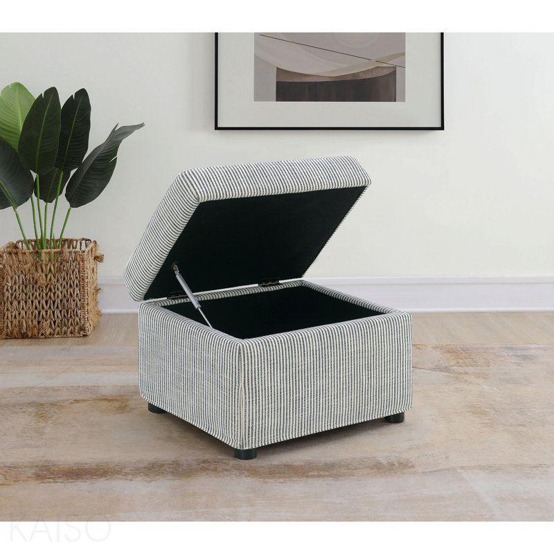 Repose-pieds rembourré avec rangement à plateau relevable - Gris