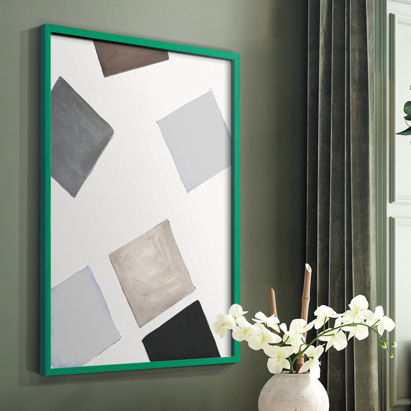 Block Encounter Revisit II Framed Print - Solid Wood, Green Single Picture Framed, 10" H x 8" W