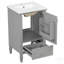 Meuble-lavabo de salle de bain avec lavabo en céramique, pieds en bois massif, armoire de rangement autoportante, tiroirs et portes à fermeture en douceur-643074306