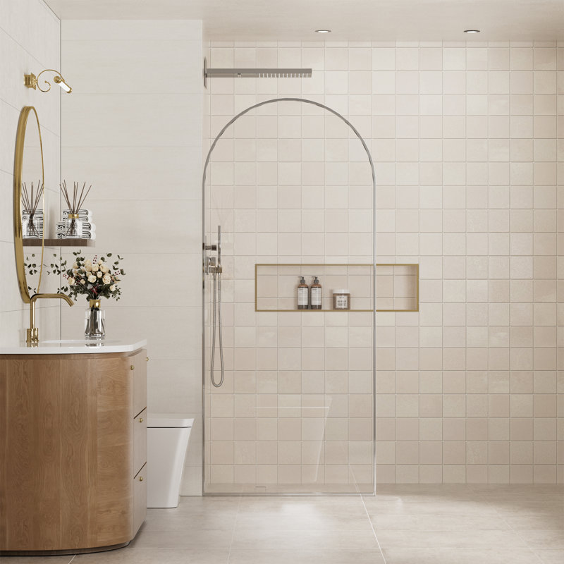 34"W x 78"H Fixed Framed Shower Panel Shower Screen with 3/8" Clear Easy-to-Clean Tempered Glass Door, Chrome