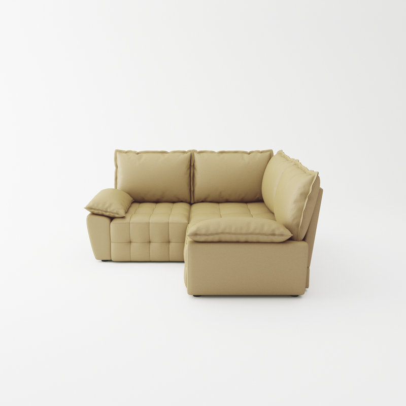 Canapé modulaire rembourré 4 pièces Cassadi, 100% polyester vert mat