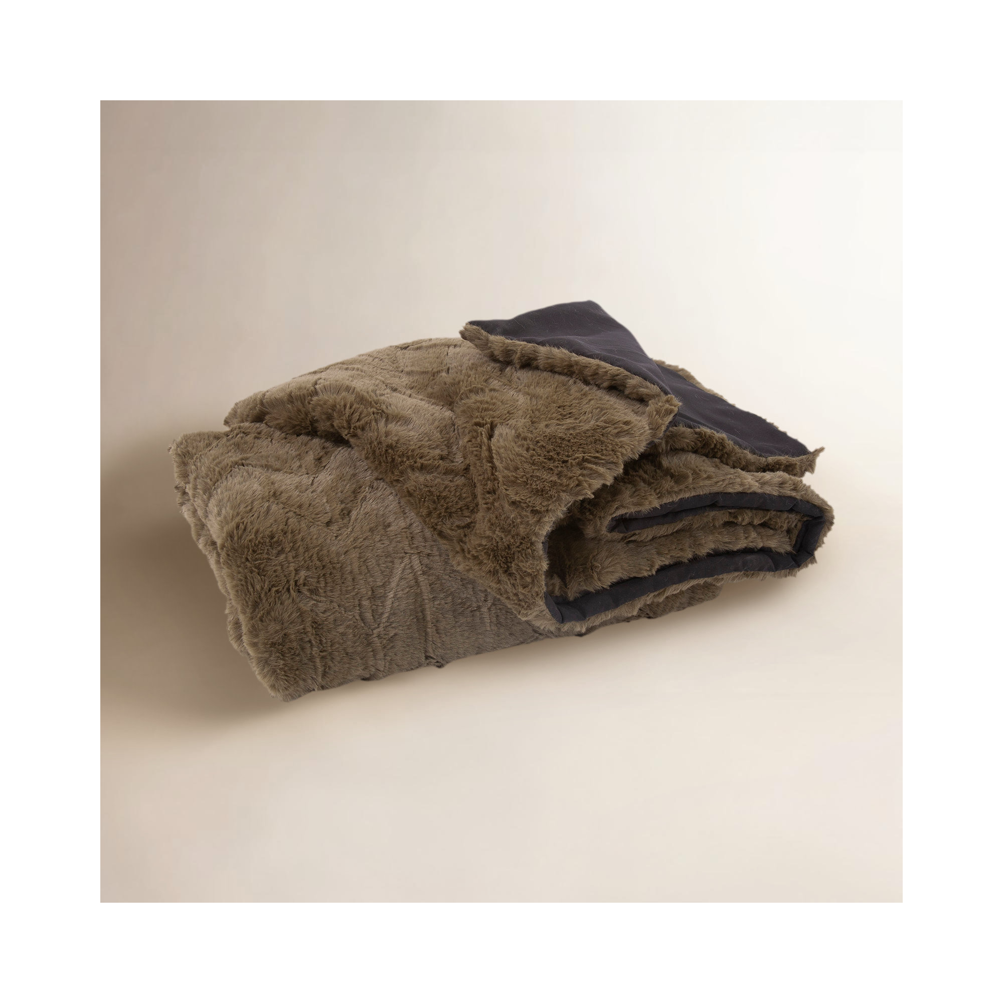 Dan High-pile Faux Fur Accent Throw Blanket, Angora Moss