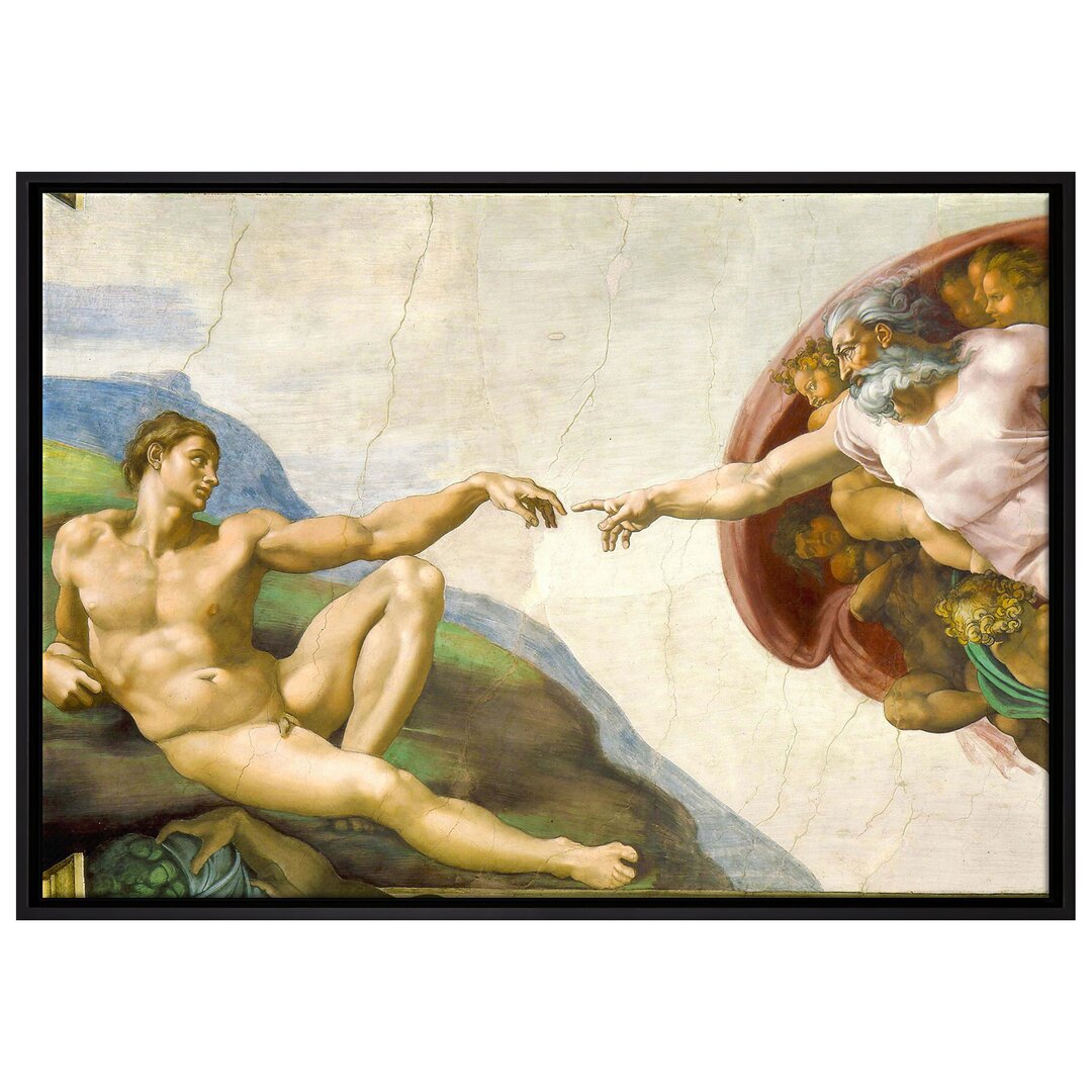 Gerahmtes Leinwandbild Die Schöpfung von Adam von Michelangelo