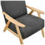 Modern Dark Gray Fabric Upholstered Accent Chair with Natural Solid Rubberwood Frame-134537539