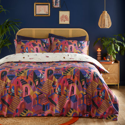 Eivissa Cotton Blend Abstract Duvet Cover Set with Pillowcases